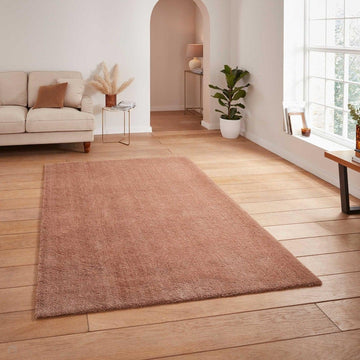 Washable Kara Modern Plain Tonal Shimmer Soft-Touch Textured Eco-Recycled Polyester Sleek Low Profile Shaggy Pile Walnut Rug-Think Rugs-Rug Love - The Most Loved Rug Store